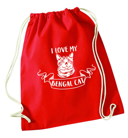 I love my begnal cat red drawstring bag 