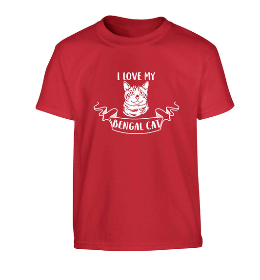 I love my begnal cat Children's red Tshirt 12-13 Years