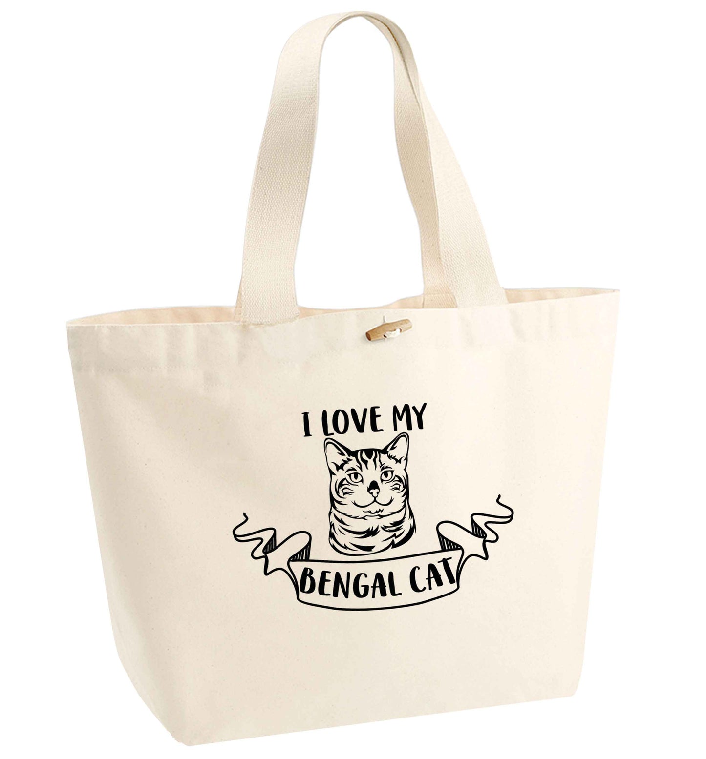 I love my begnal cat organic cotton premium tote bag with wooden toggle in natural