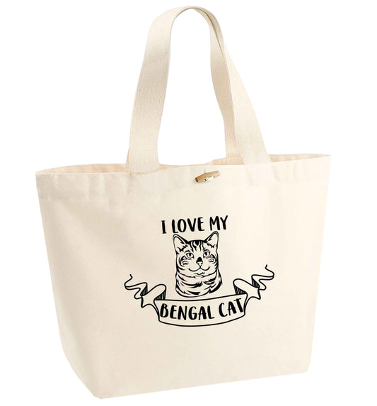 I love my begnal cat organic cotton premium tote bag with wooden toggle in natural