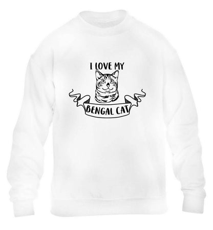 I love my begnal cat children's white sweater 12-13 Years