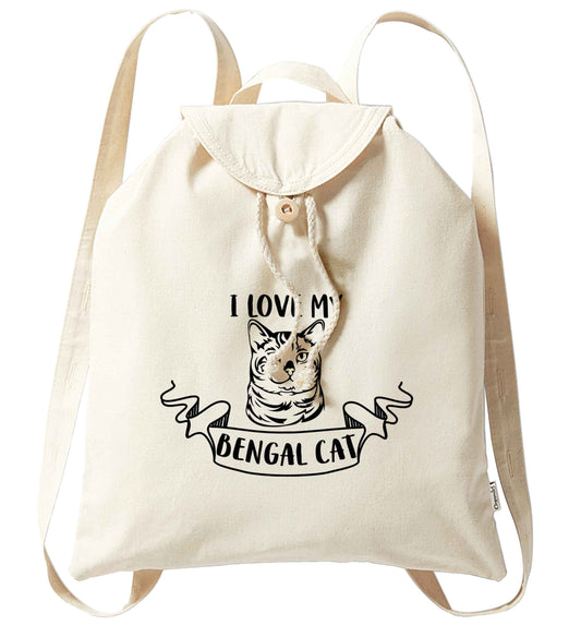 I love my begnal cat organic cotton backpack tote with wooden buttons in natural