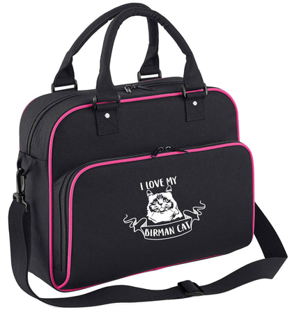 I love my birman cat children's dance bag black with pink detail