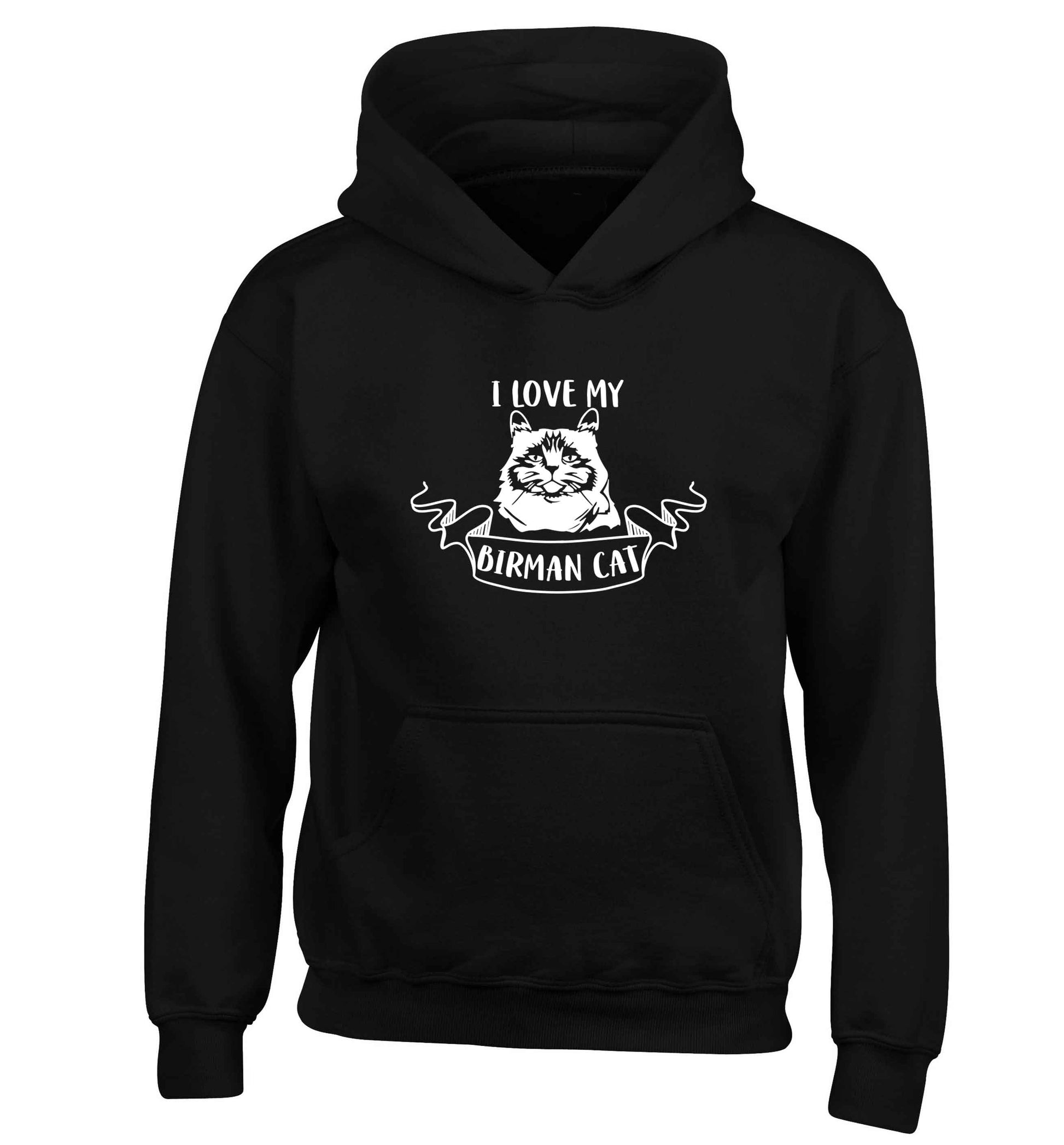 I love my birman cat children's black hoodie 12-13 Years
