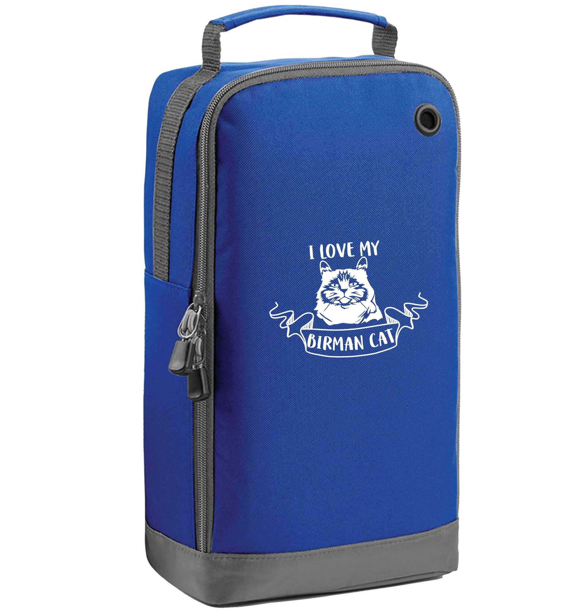 I love my birman cat blue sports shoe bag vertical print