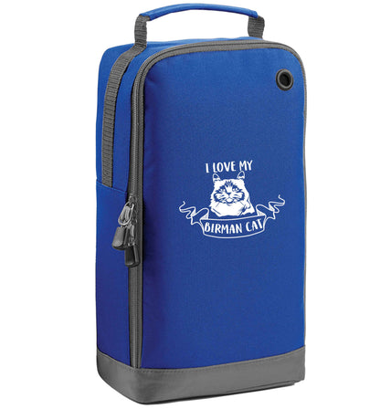 I love my birman cat blue sports shoe bag vertical print