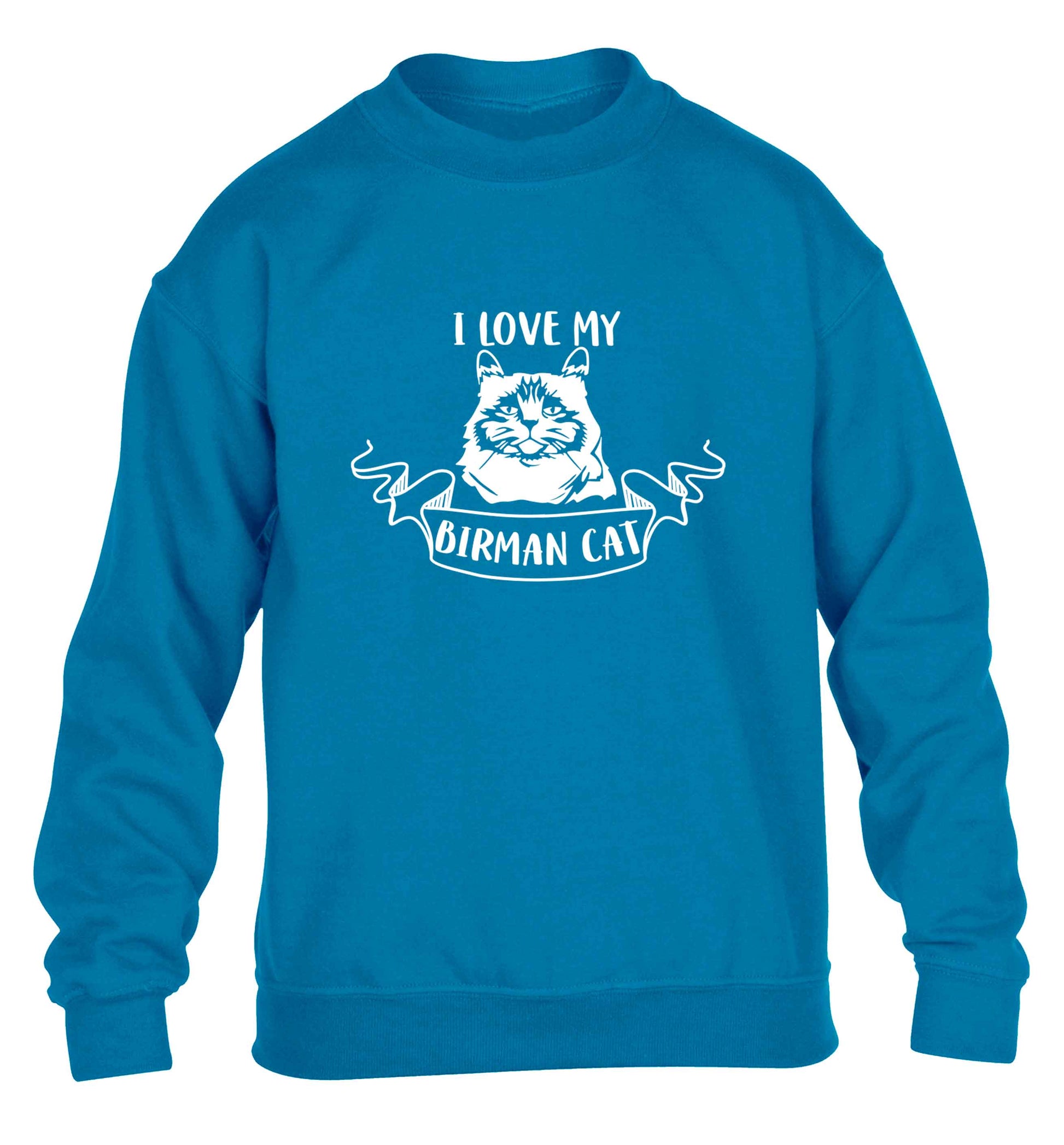 I love my birman cat children's blue sweater 12-13 Years