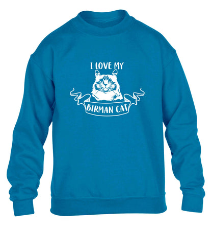 I love my birman cat children's blue sweater 12-13 Years
