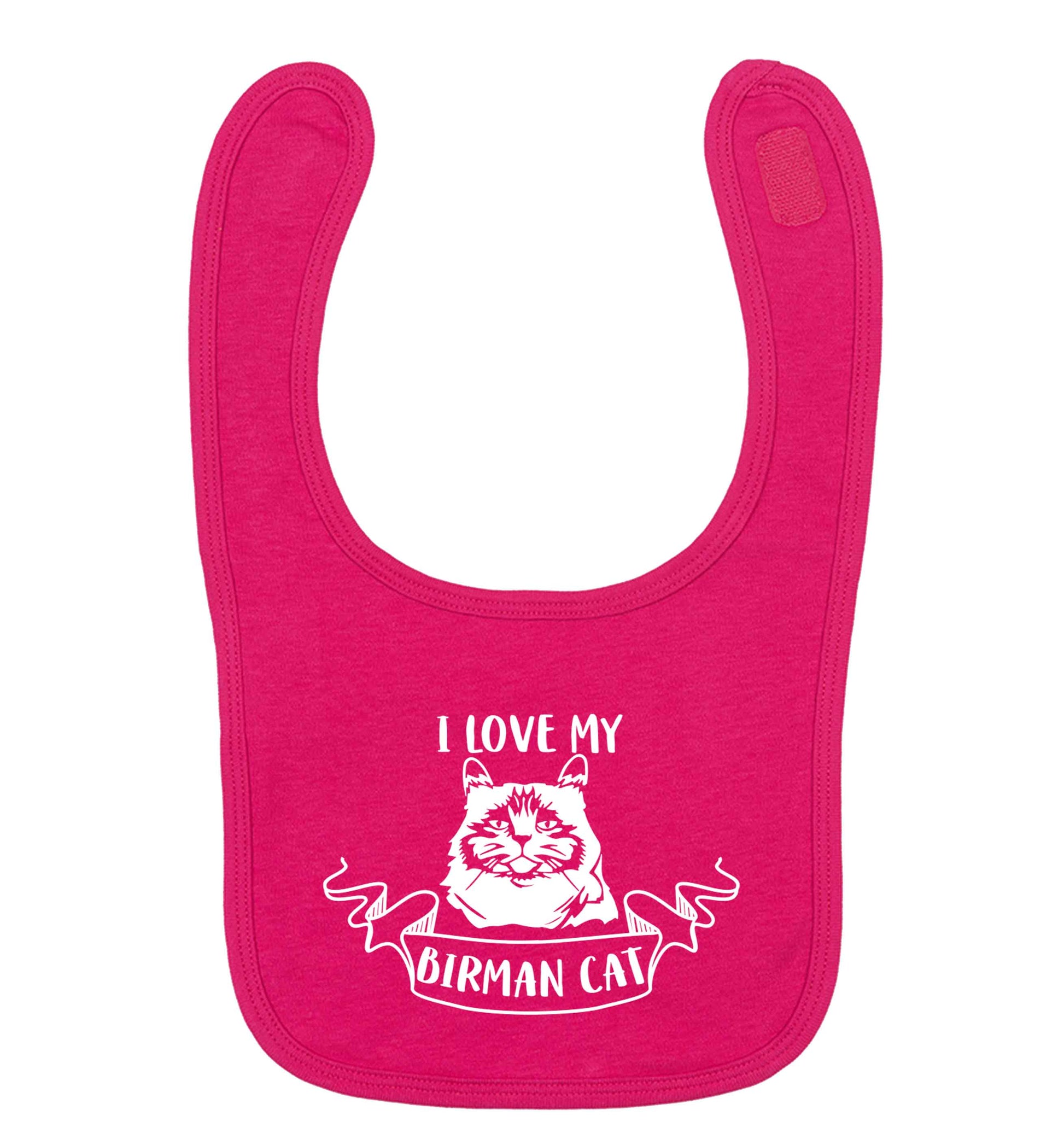 I love my birman cat dark pink baby bib