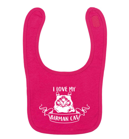 I love my birman cat dark pink baby bib