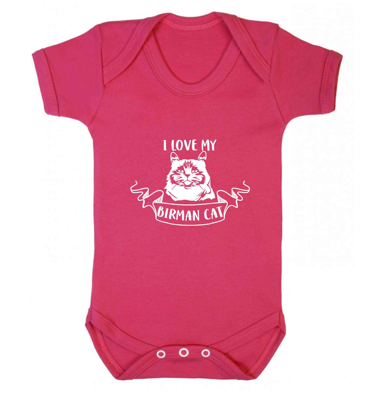 I love my birman cat baby vest dark pink 18-24 months