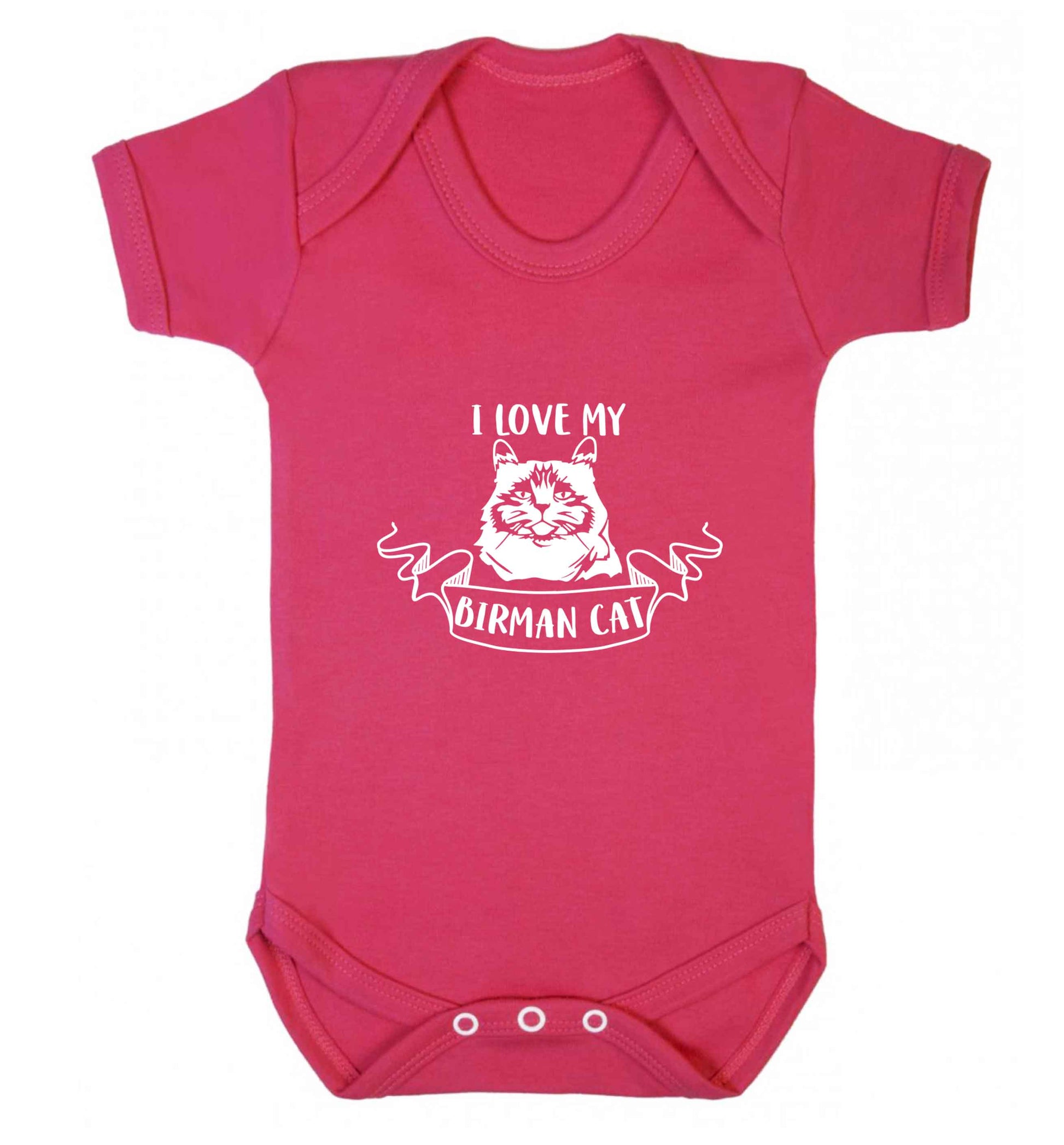 I love my birman cat baby vest dark pink 18-24 months