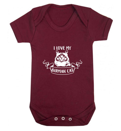 I love my birman cat baby vest maroon 18-24 months