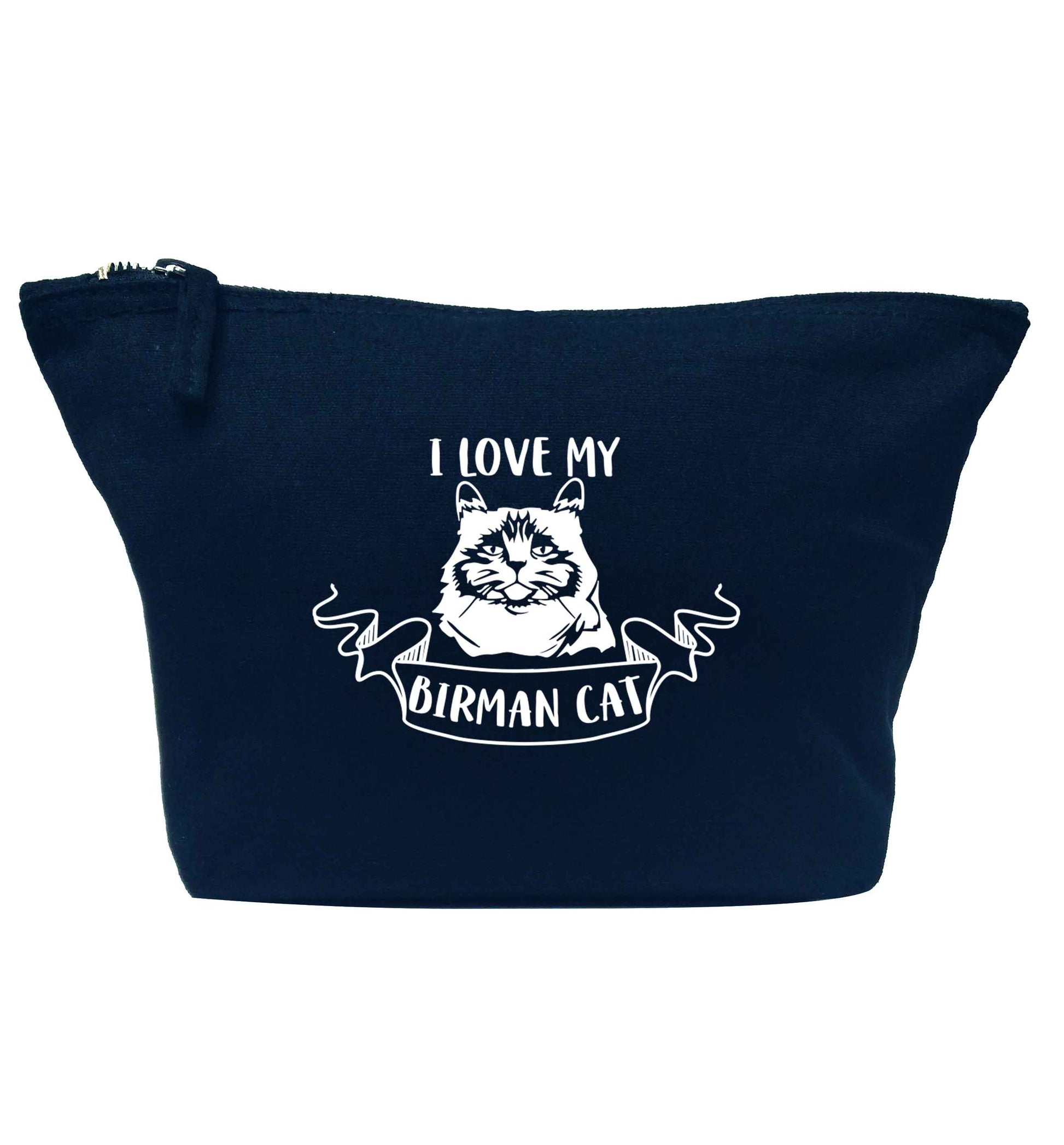 I love my birman cat navy makeup bag