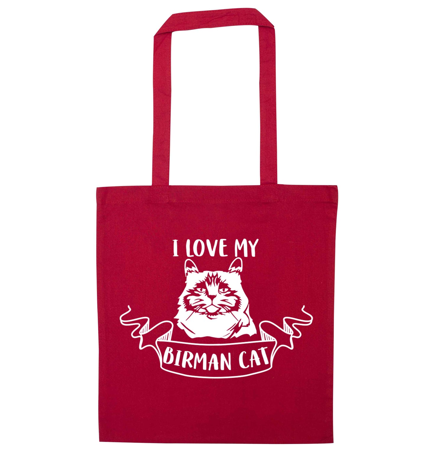 I love my birman cat red tote bag