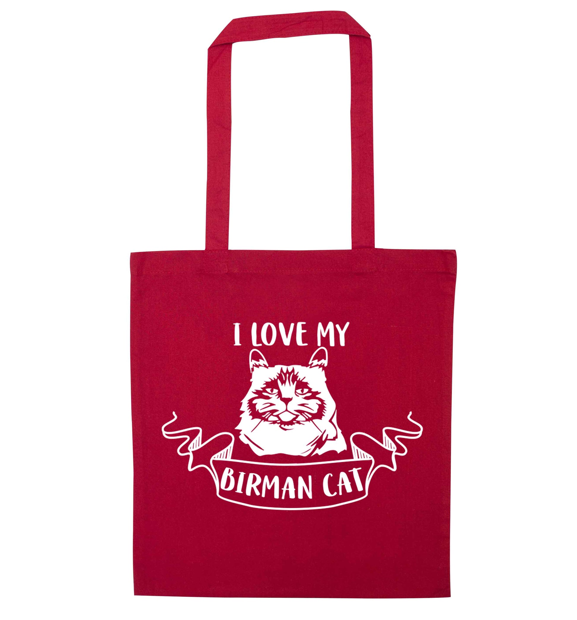 I love my birman cat red tote bag