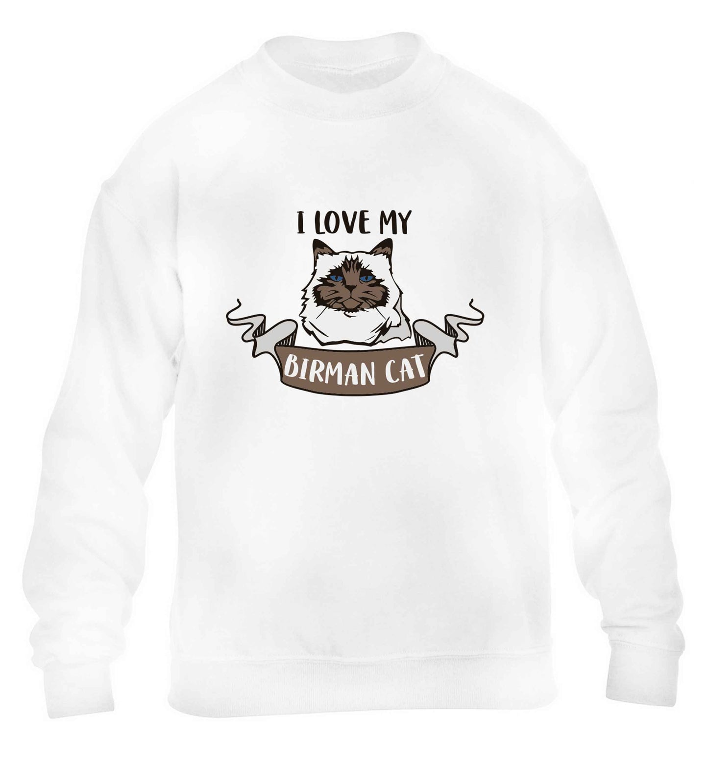 I love my birman cat children's white sweater 12-13 Years