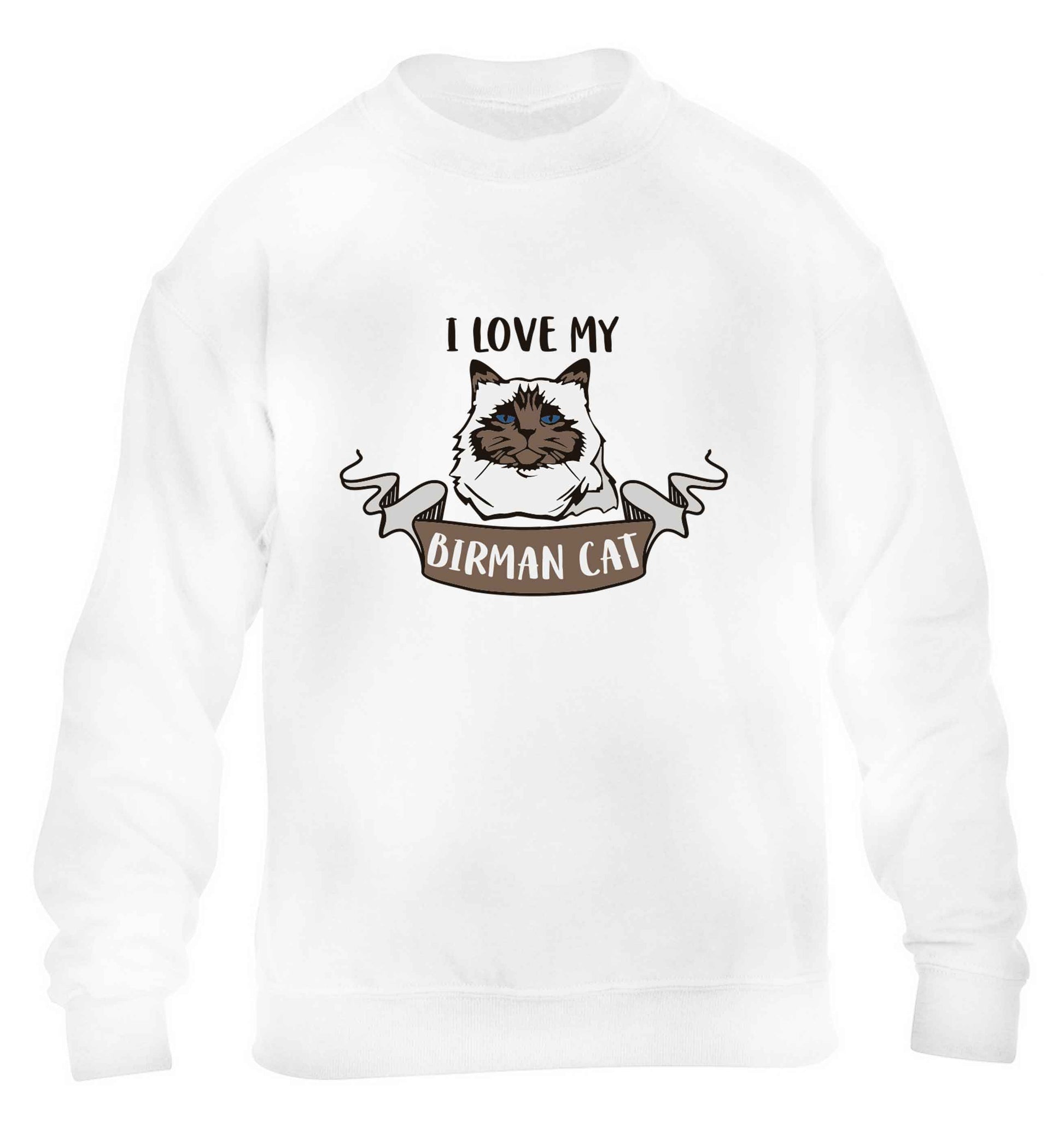 I love my birman cat children's white sweater 12-13 Years