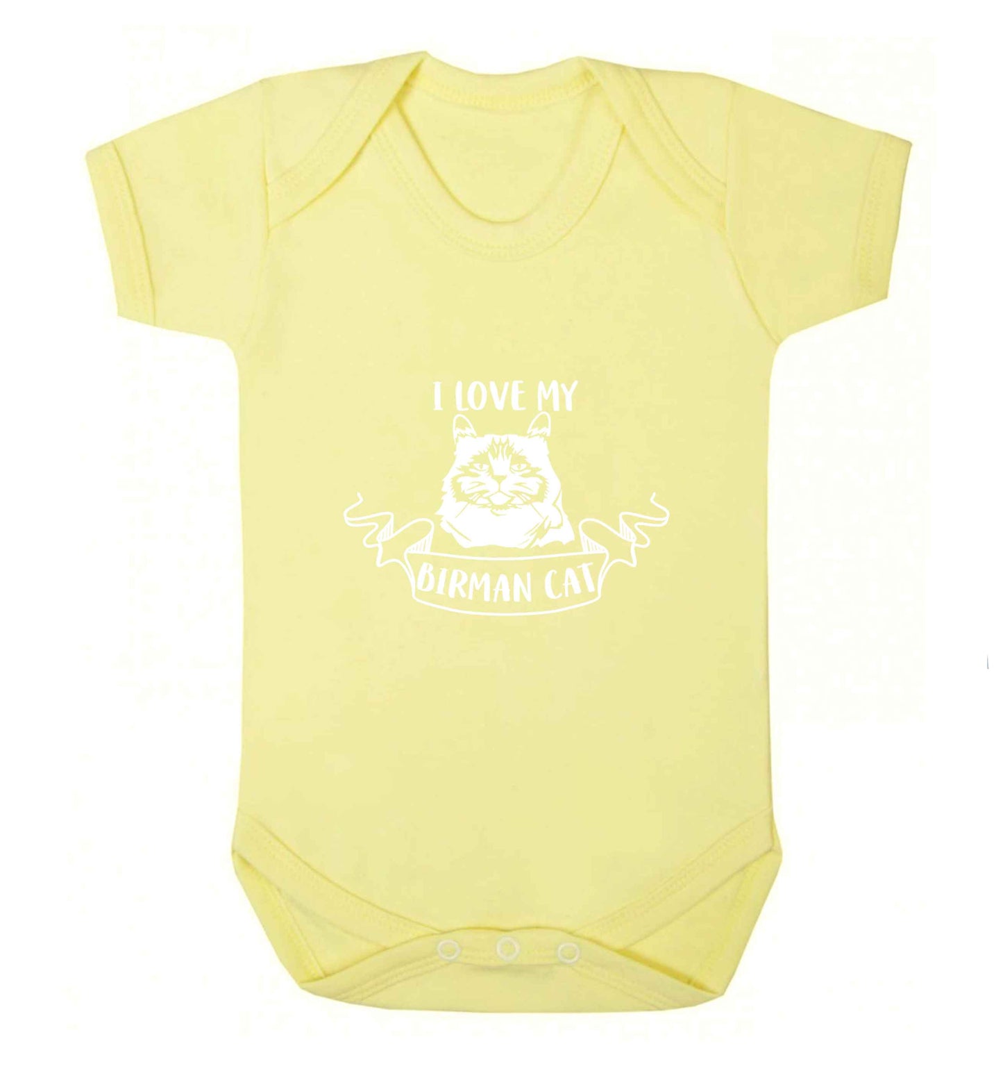 I love my birman cat baby vest pale yellow 18-24 months