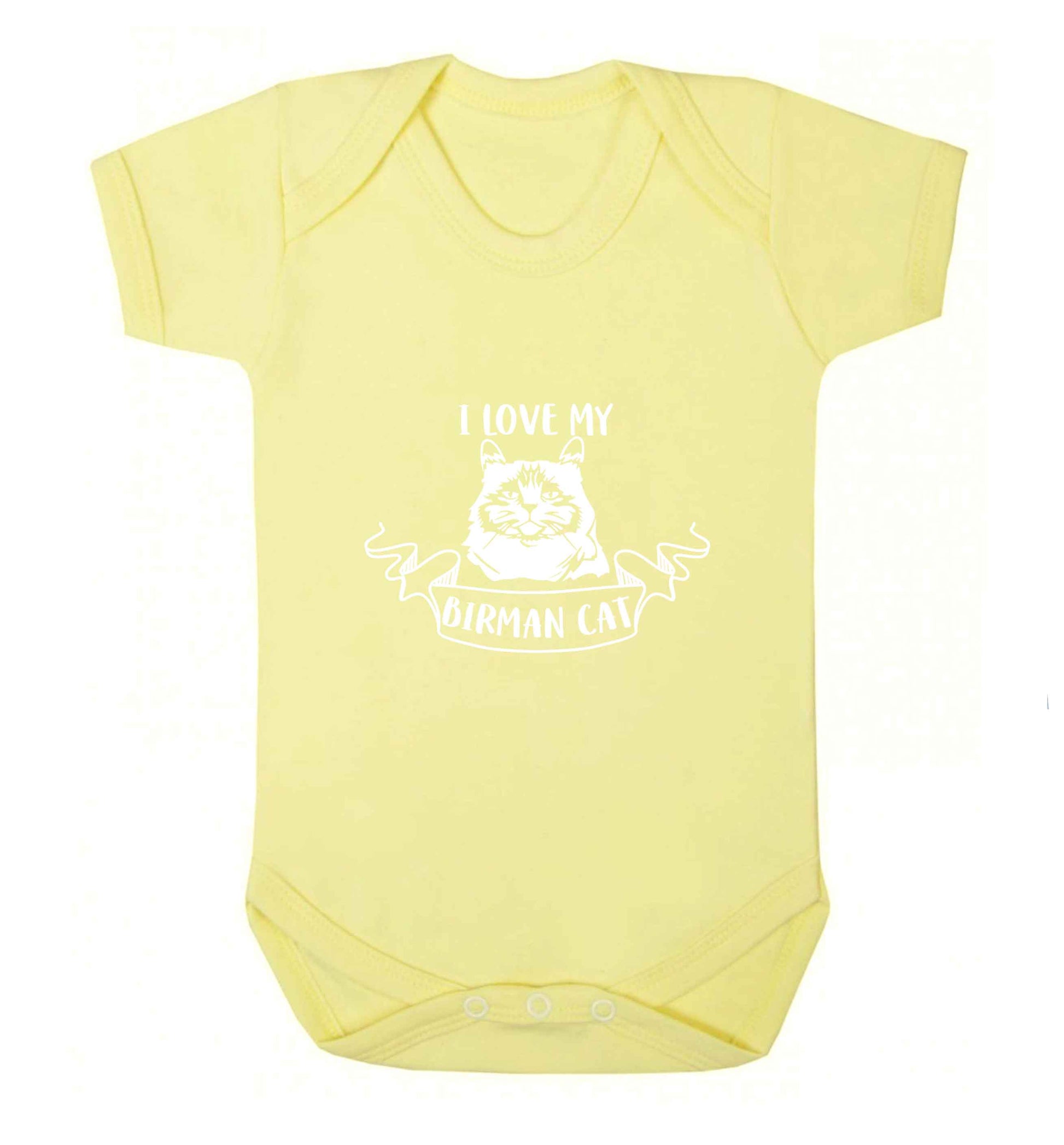 I love my birman cat baby vest pale yellow 18-24 months
