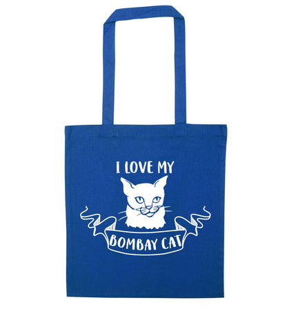 I love my bombay cat blue tote bag