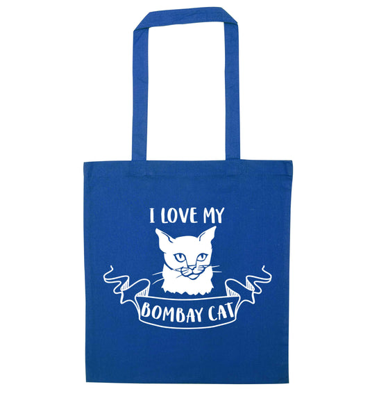I love my bombay cat blue tote bag