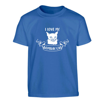 I love my bombay cat Children's blue Tshirt 12-13 Years