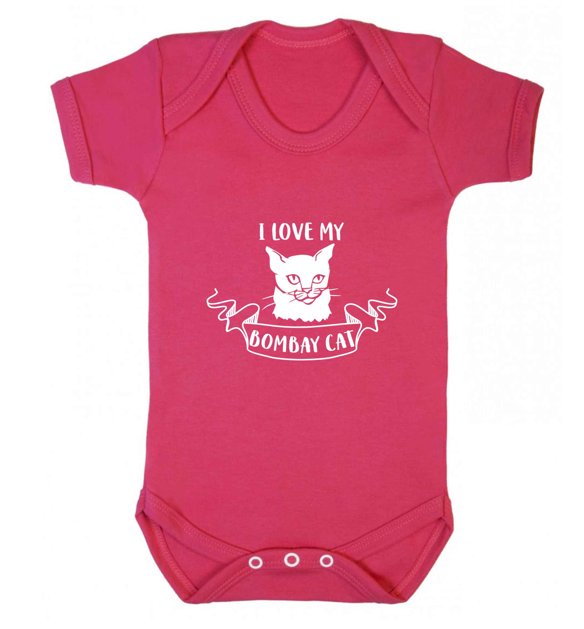 I love my bombay cat baby vest dark pink 18-24 months