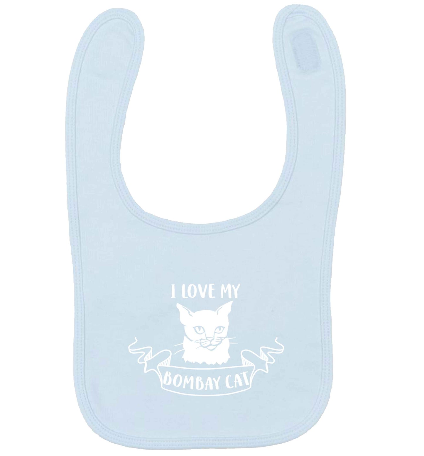 I love my bombay cat pale blue baby bib