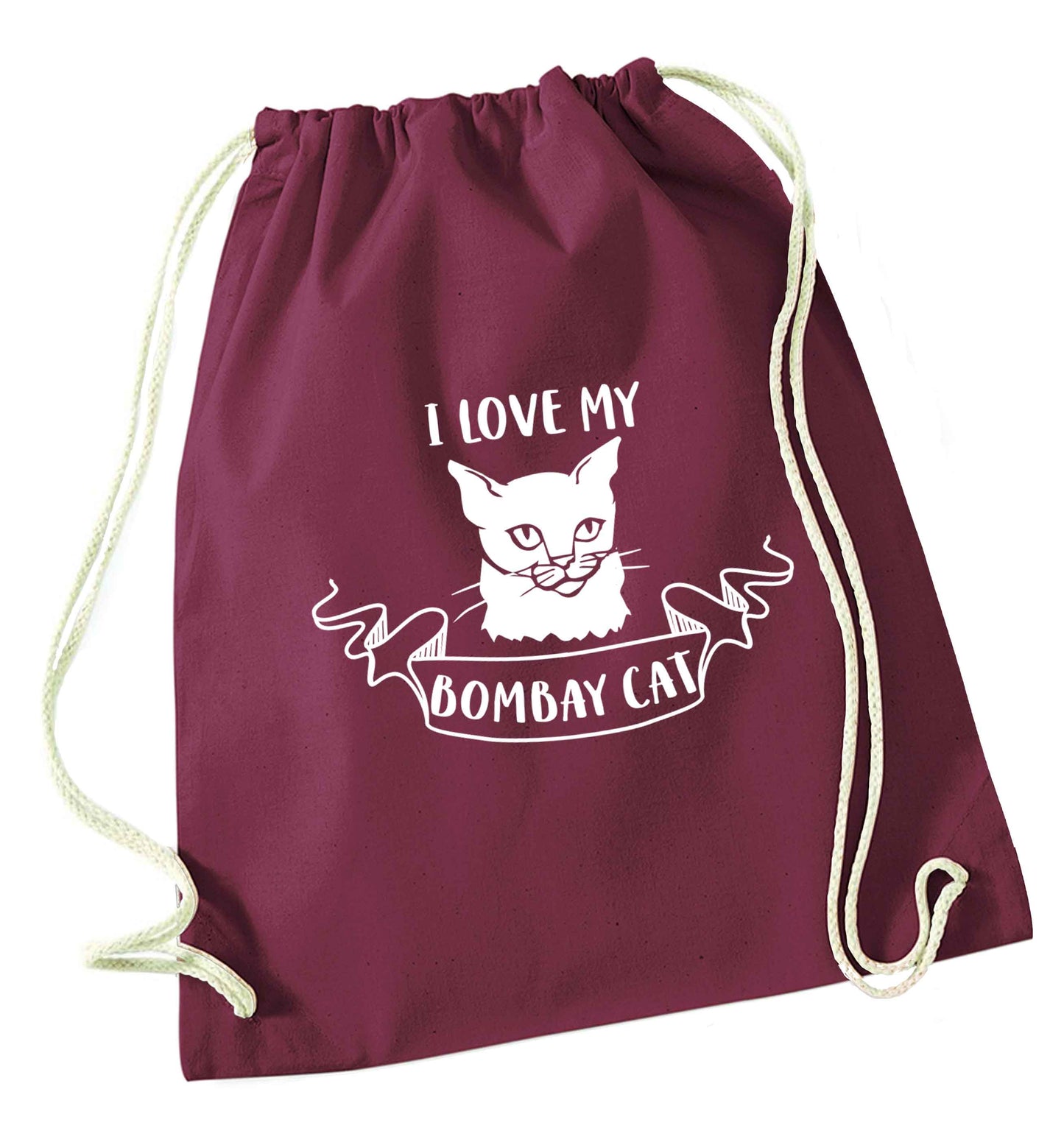 I love my bombay cat maroon drawstring bag