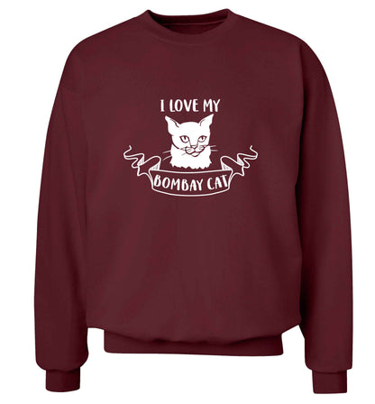 I love my bombay cat adult's unisex maroon sweater 2XL