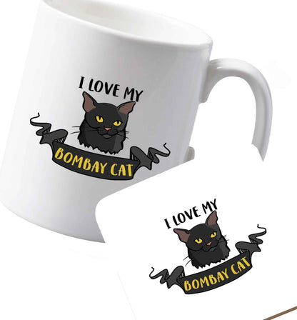 10 oz Ceramic mug and coaster I love my bombay cat both sides