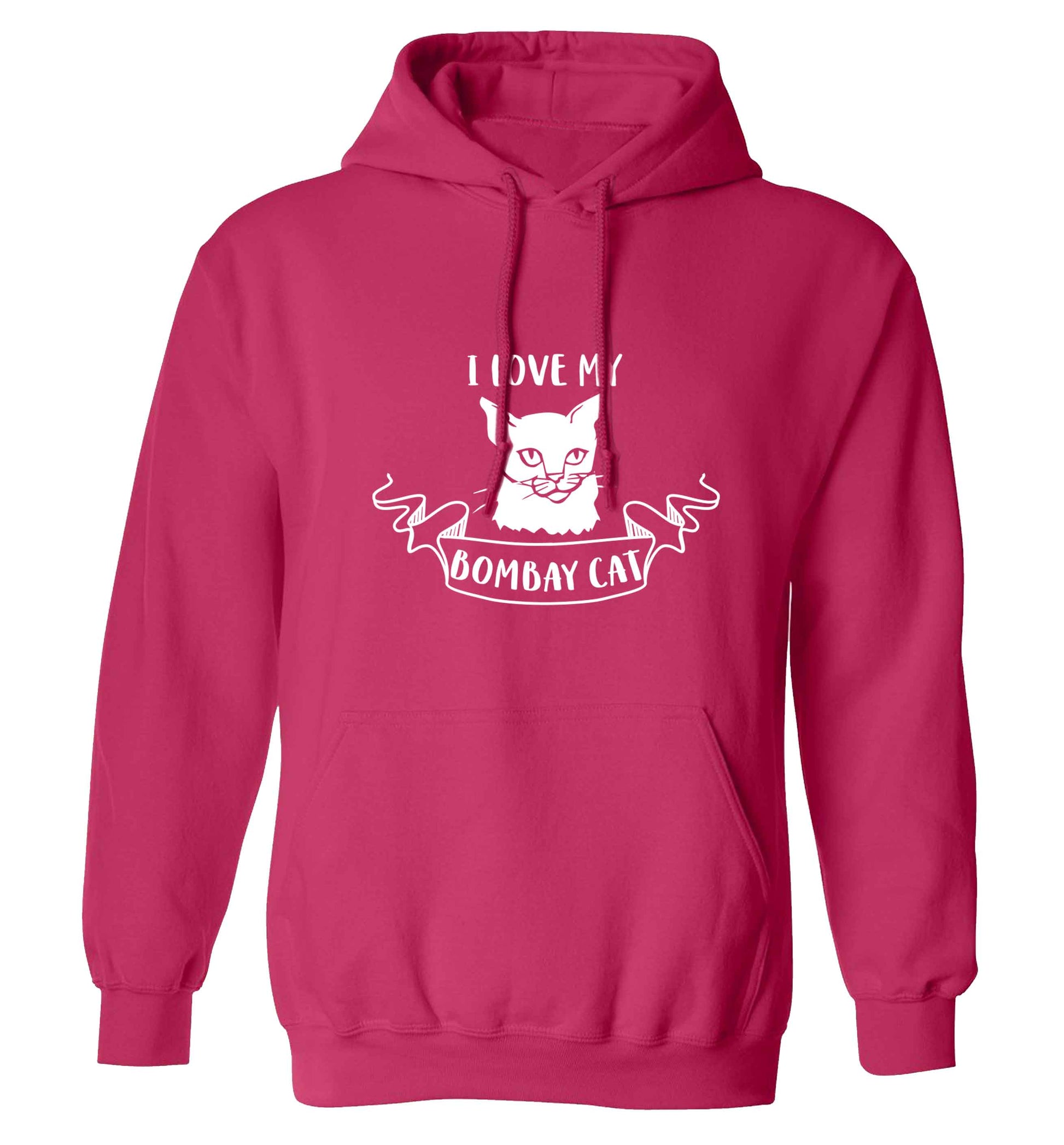 I love my bombay cat adults unisex pink hoodie 2XL