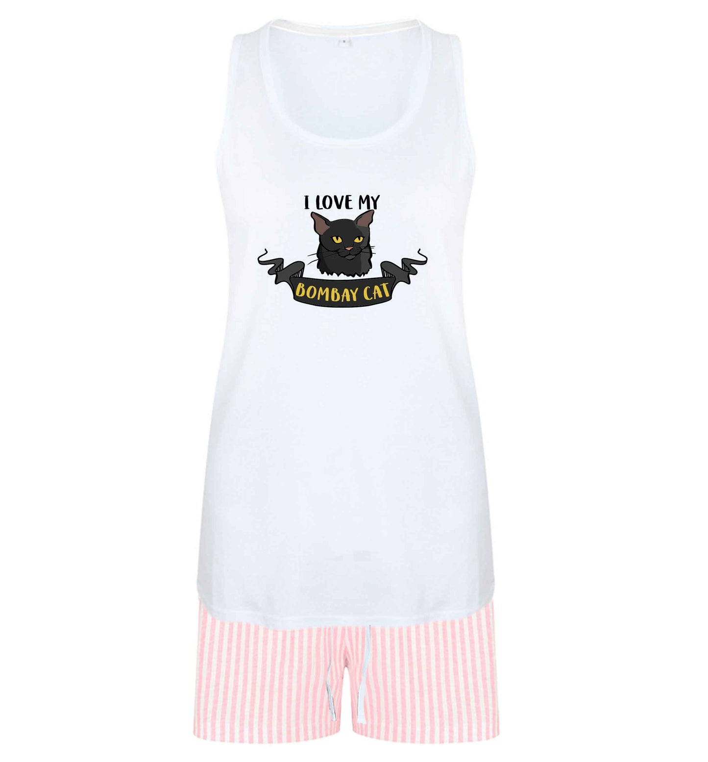 I love my bombay cat size XL women's pyjama shorts set in pink 