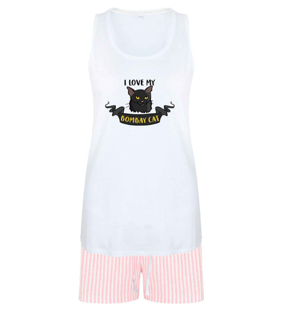 I love my bombay cat size XL women's pyjama shorts set in pink 