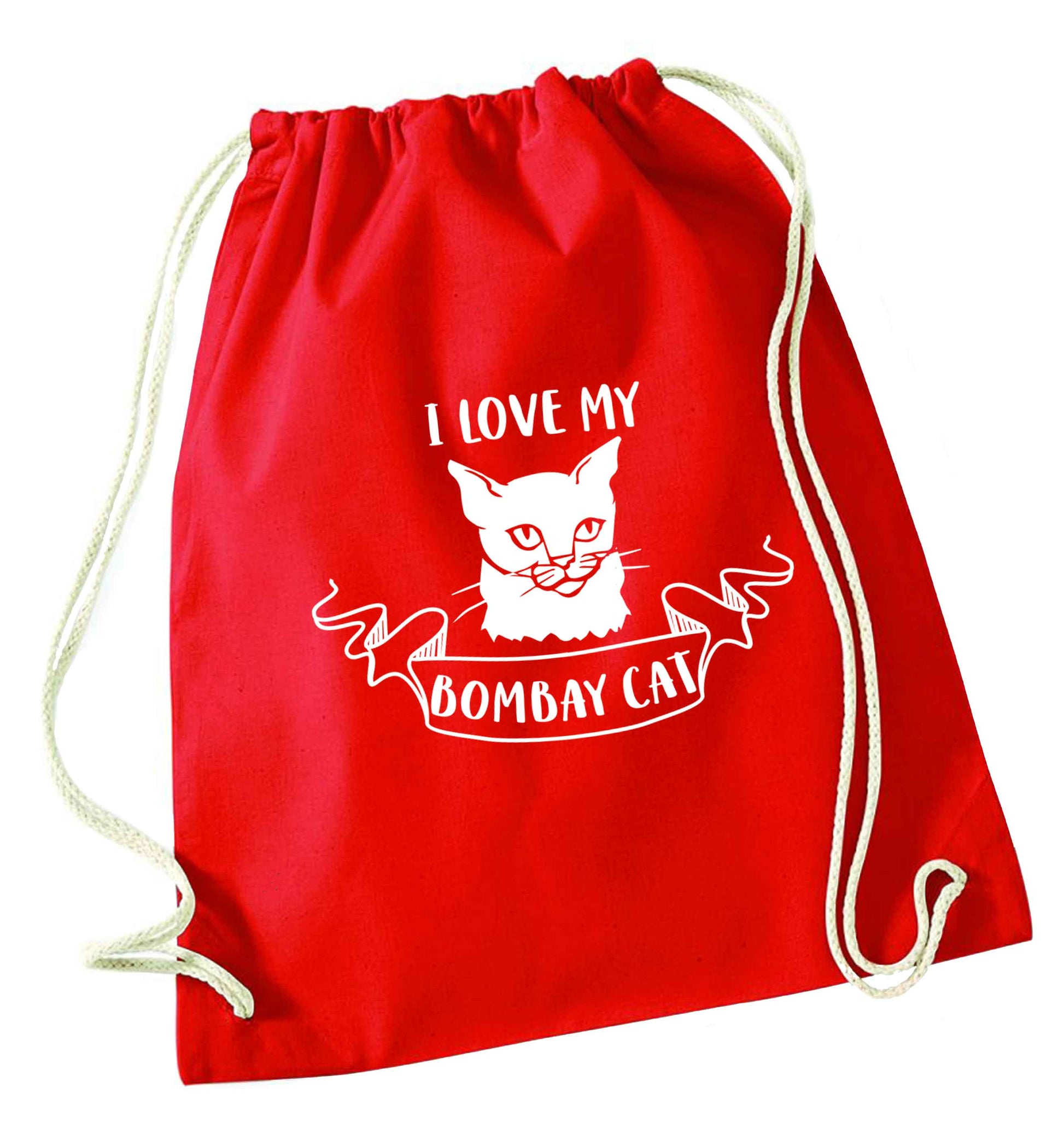 I love my bombay cat red drawstring bag 