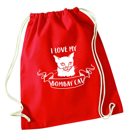 I love my bombay cat red drawstring bag 