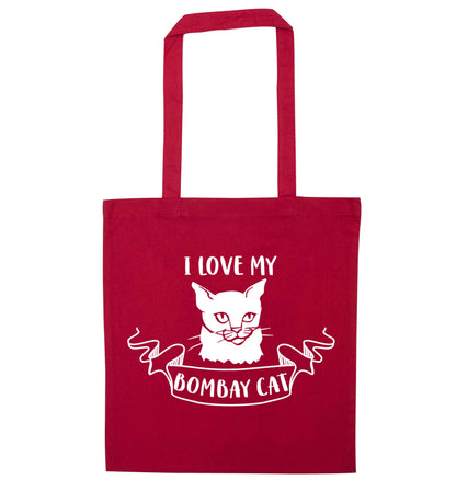 I love my bombay cat red tote bag
