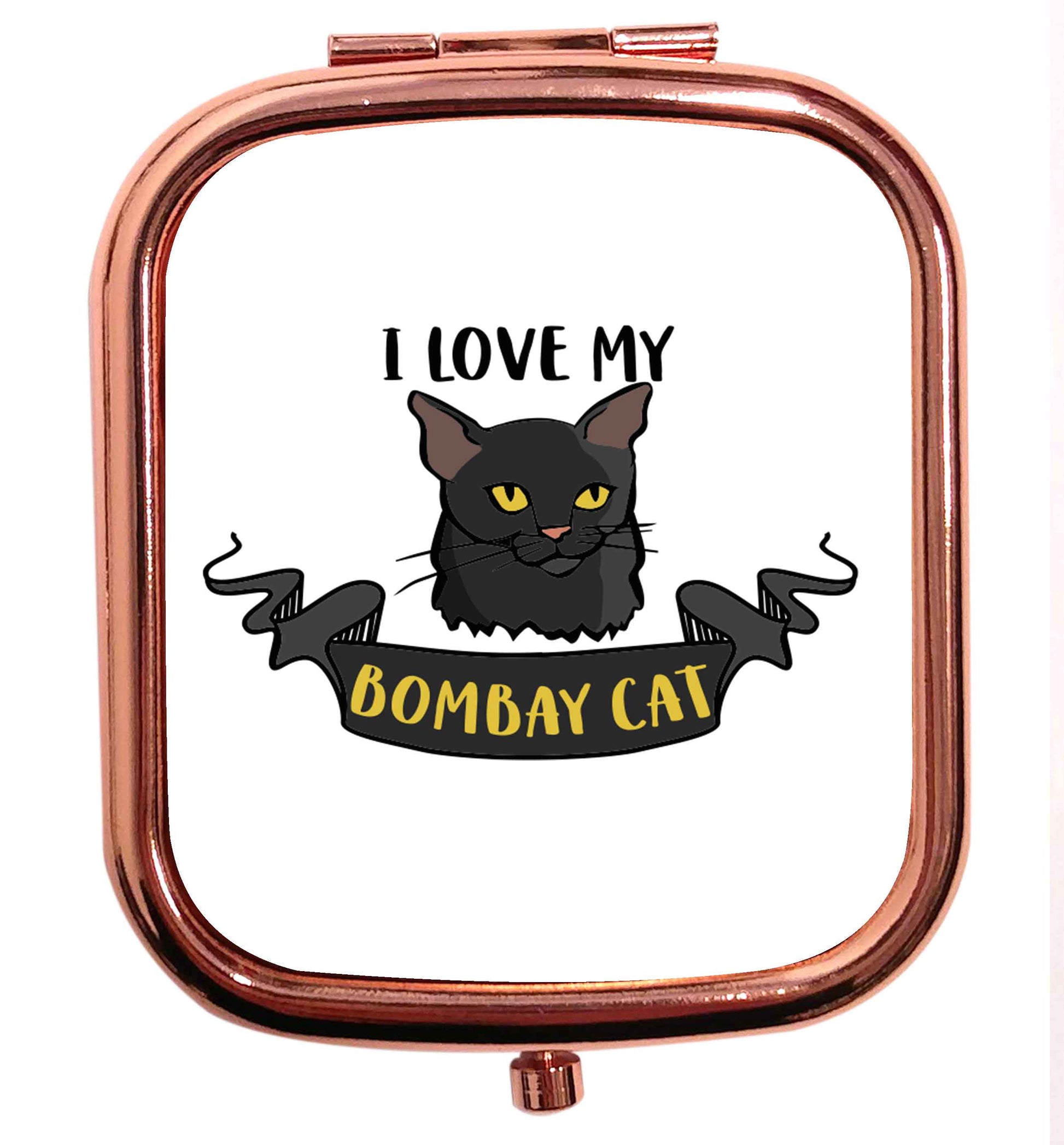I love my bombay cat rose gold square pocket mirror