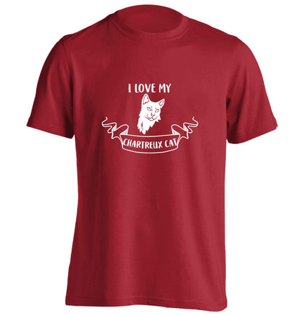 I love my chartreux cat adults unisex red Tshirt 2XL