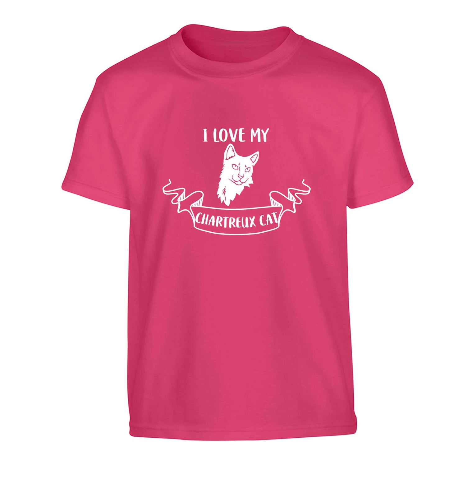 I love my chartreux cat Children's pink Tshirt 12-13 Years