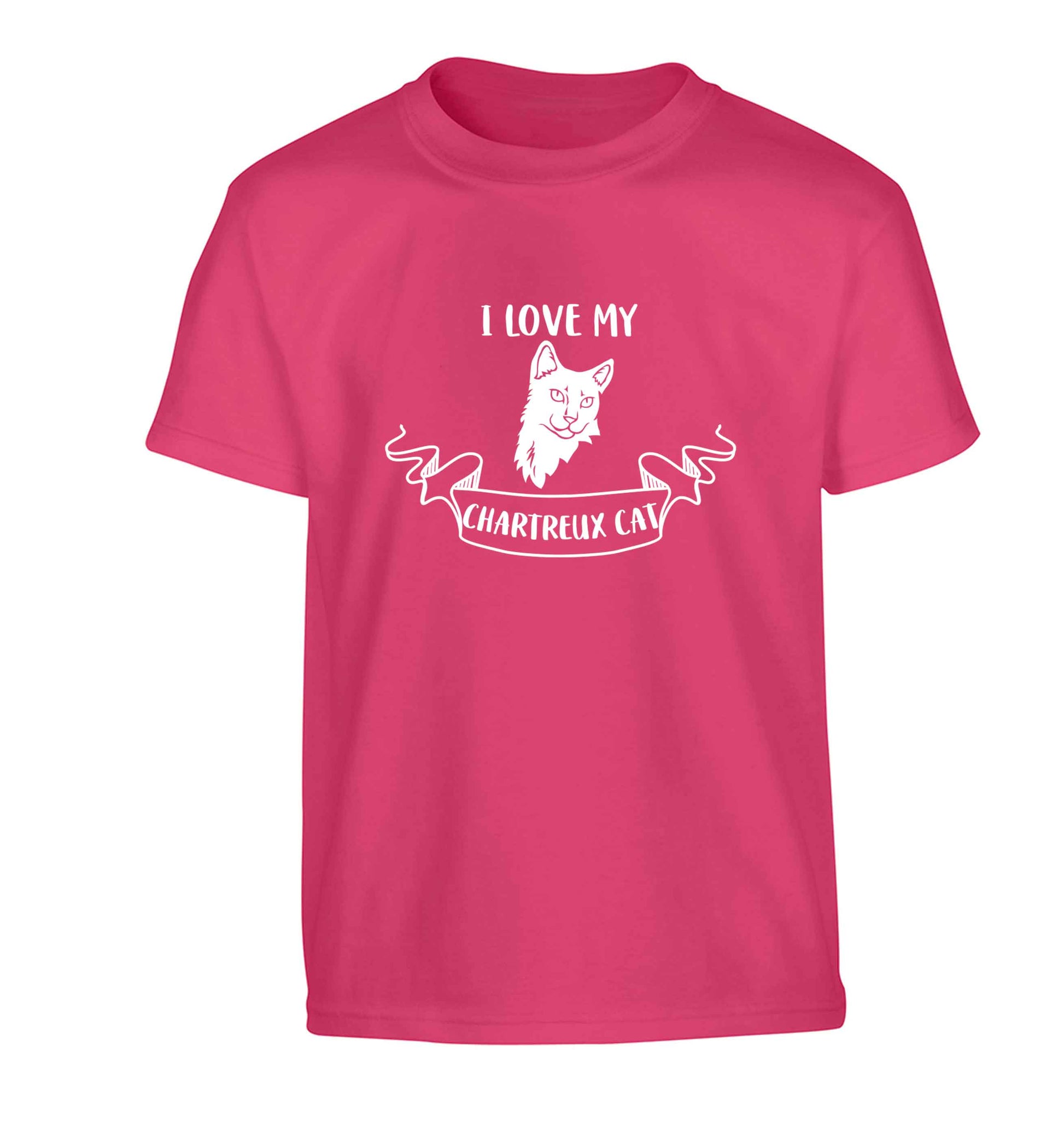 I love my chartreux cat Children's pink Tshirt 12-13 Years