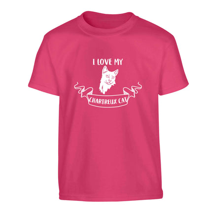 I love my chartreux cat Children's pink Tshirt 12-13 Years