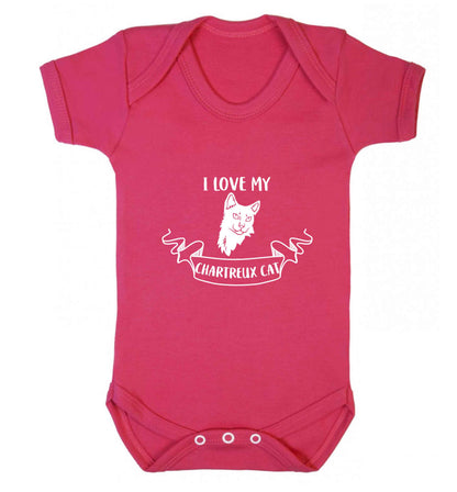 I love my chartreux cat baby vest dark pink 18-24 months