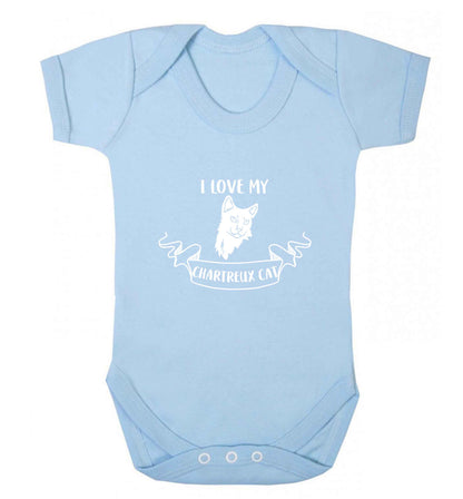 I love my chartreux cat baby vest pale blue 18-24 months