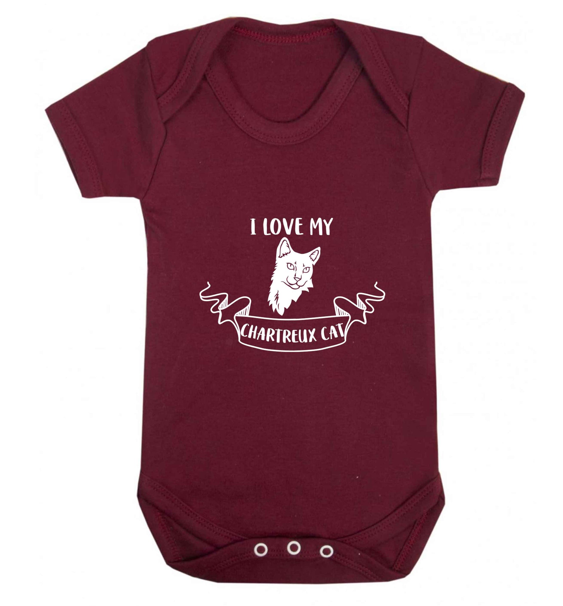 I love my chartreux cat baby vest maroon 18-24 months