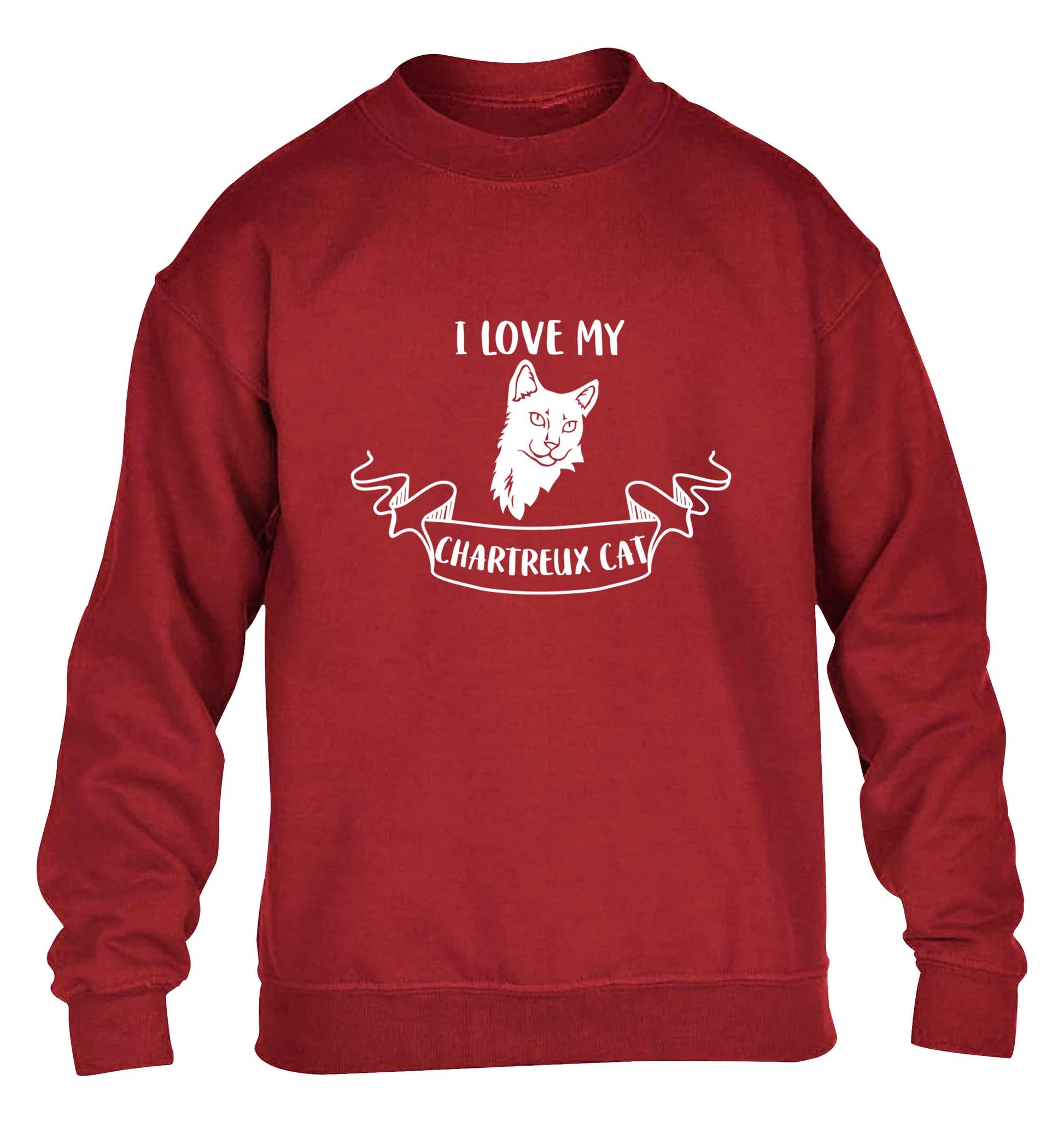 I love my chartreux cat children's grey sweater 12-13 Years