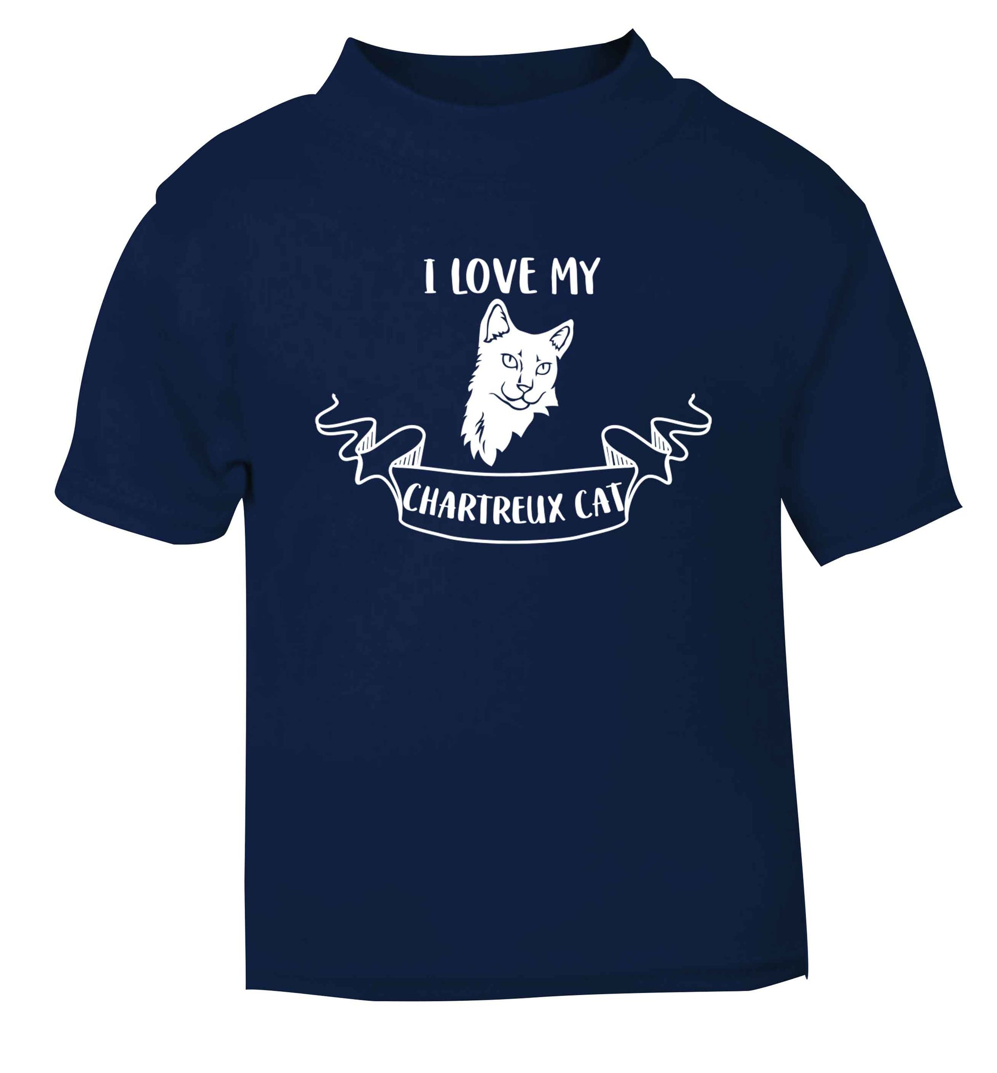I love my chartreux cat navy baby toddler Tshirt 2 Years
