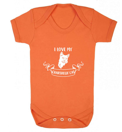 I love my chartreux cat baby vest orange 18-24 months