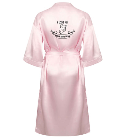 I love my chartreux cat XL/XXL pink ladies dressing gown size 16/18